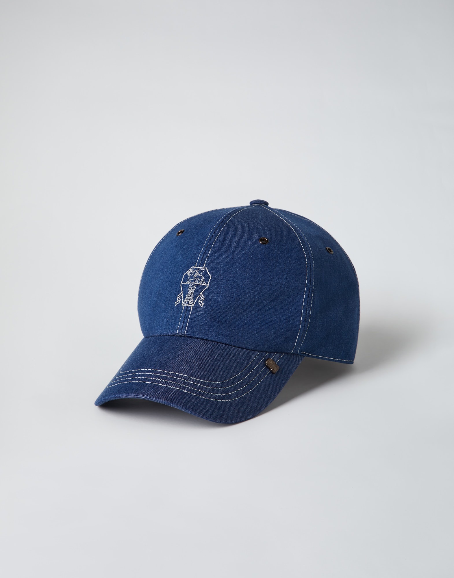 Lightweight denim baseball cap with embroidered logo - 1