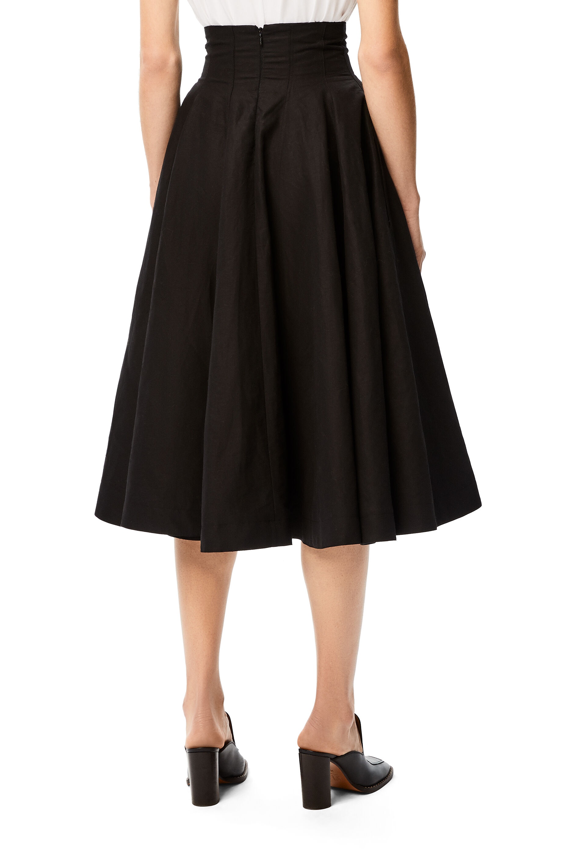 High waisted flare skirt in cotton and linen - 4