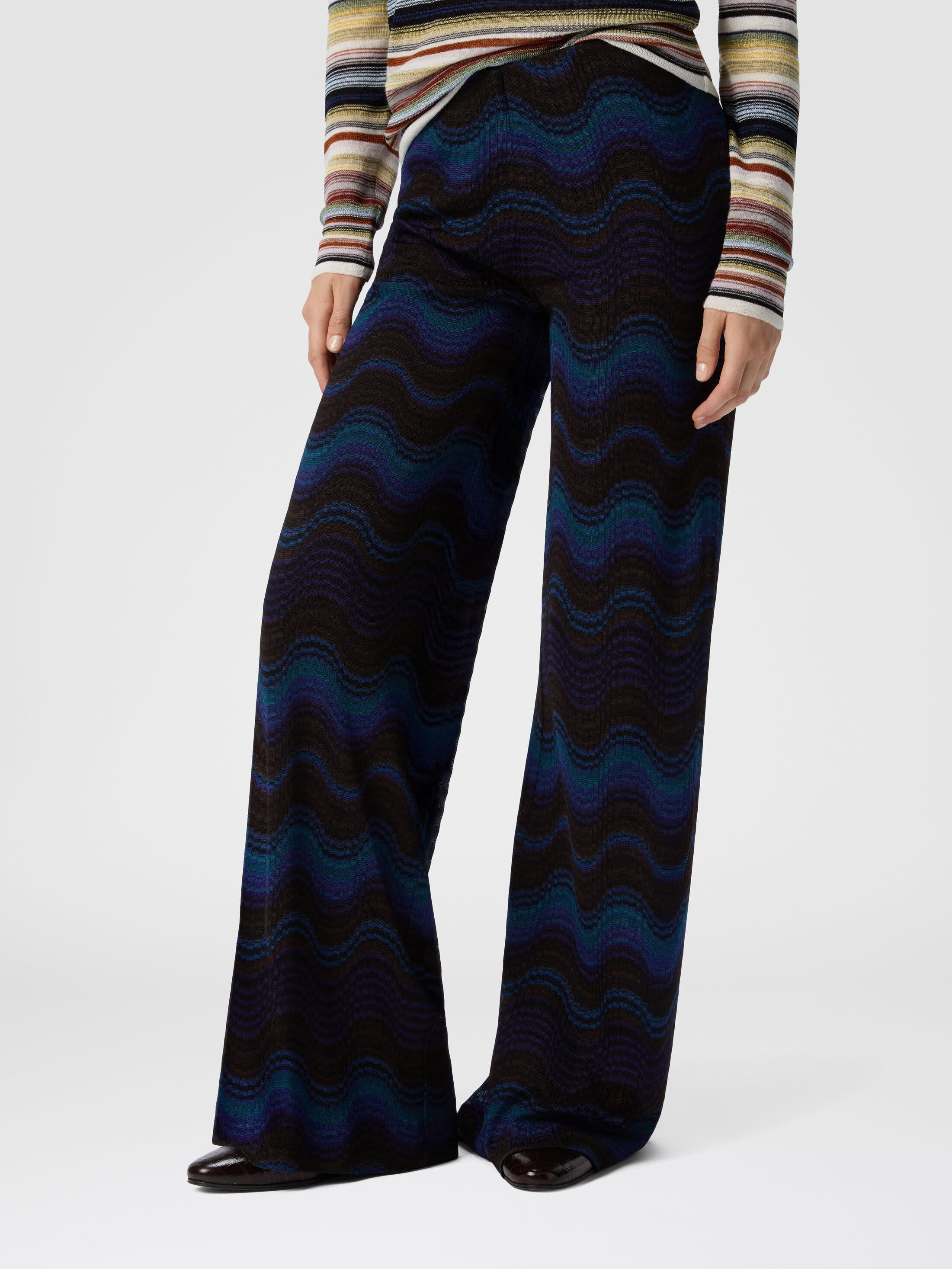 Missoni Palazzo Trousers With Wave Pattern in Yellow & Brown at Nordstrom - 4