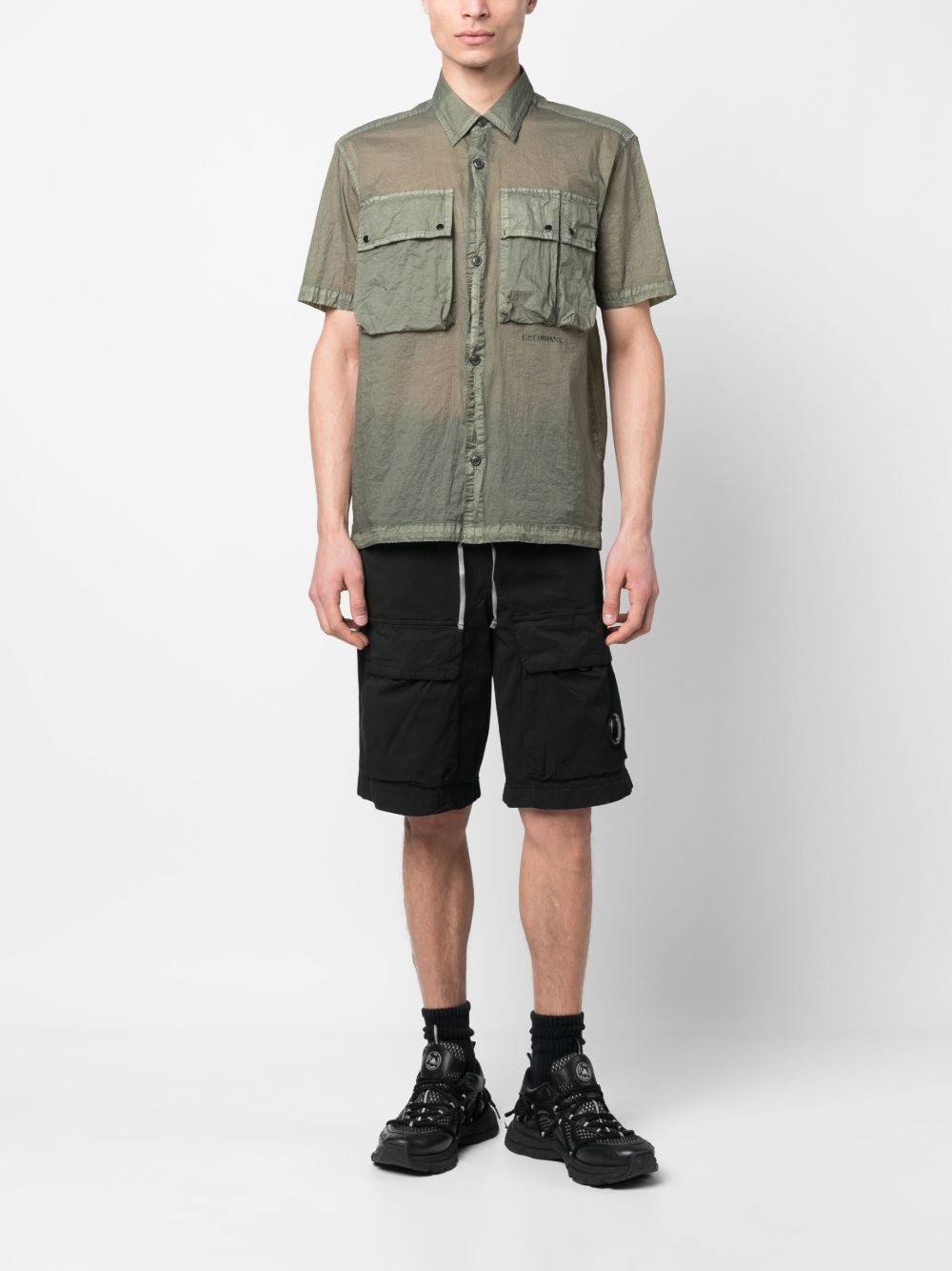 cargo-pockets semi-sheer shirt - 2