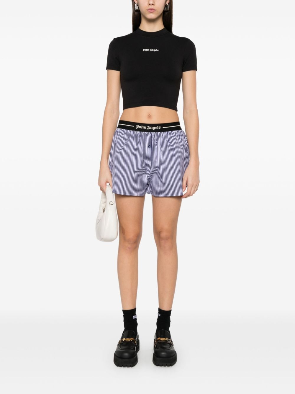 embroidered-logo cropped T-shirt - 2
