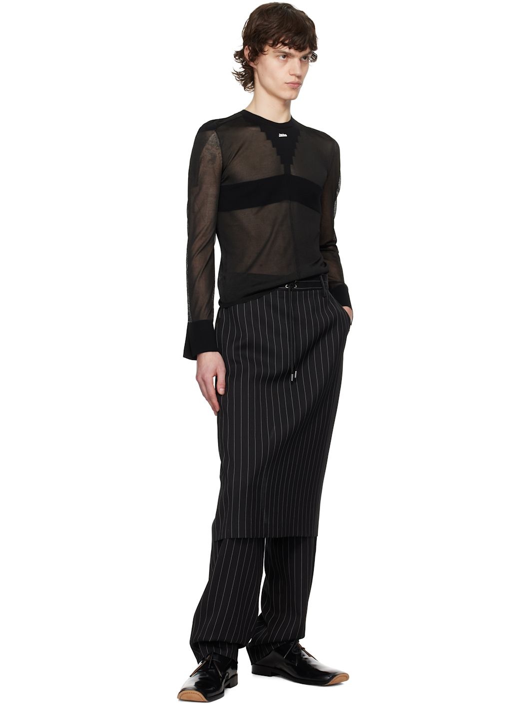 Black 'The Lace-Up Suit' Trousers - 4