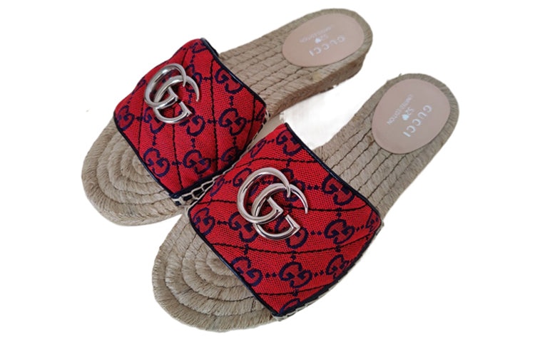 (WMNS) Gucci GG matelass canvas espadrille sandal 'Red' 661393-2UZO0-6490 - 3