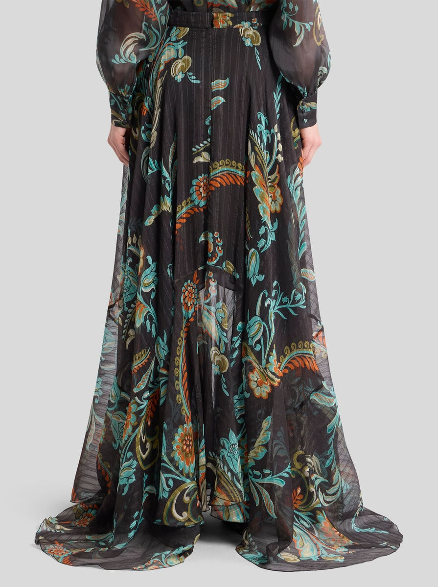SILK MAXI SKIRT WITH FLORAL MOTIF - 5