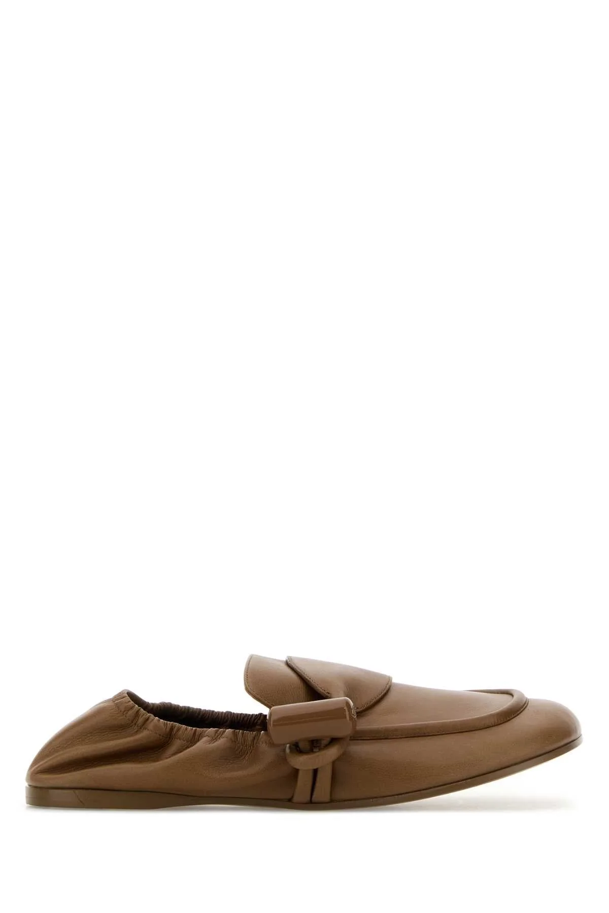 Loewe Women Camel Leather Toggle Loafers - 1