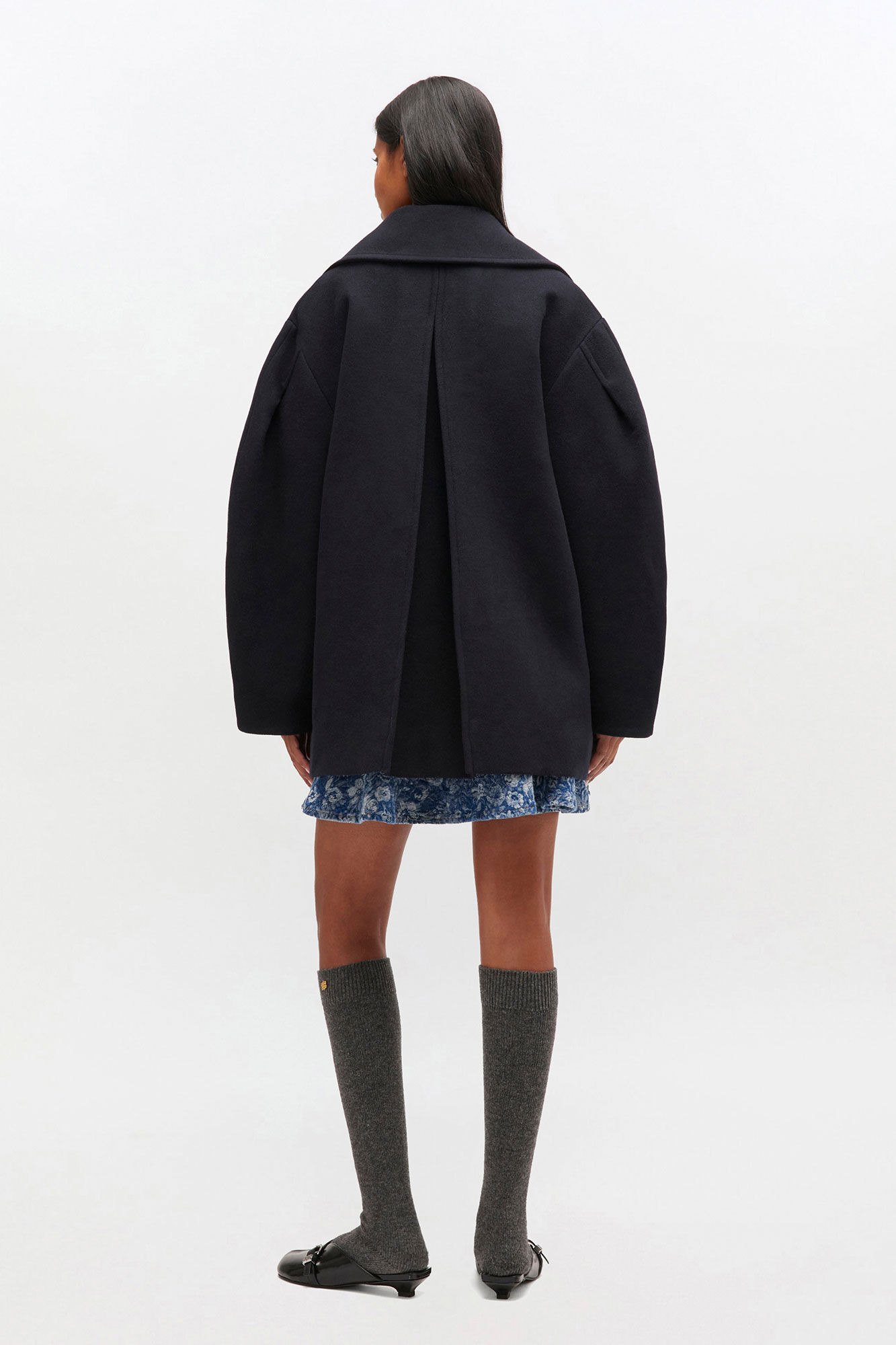 DARK BLUE WOOL PEACOAT SHORT - 3