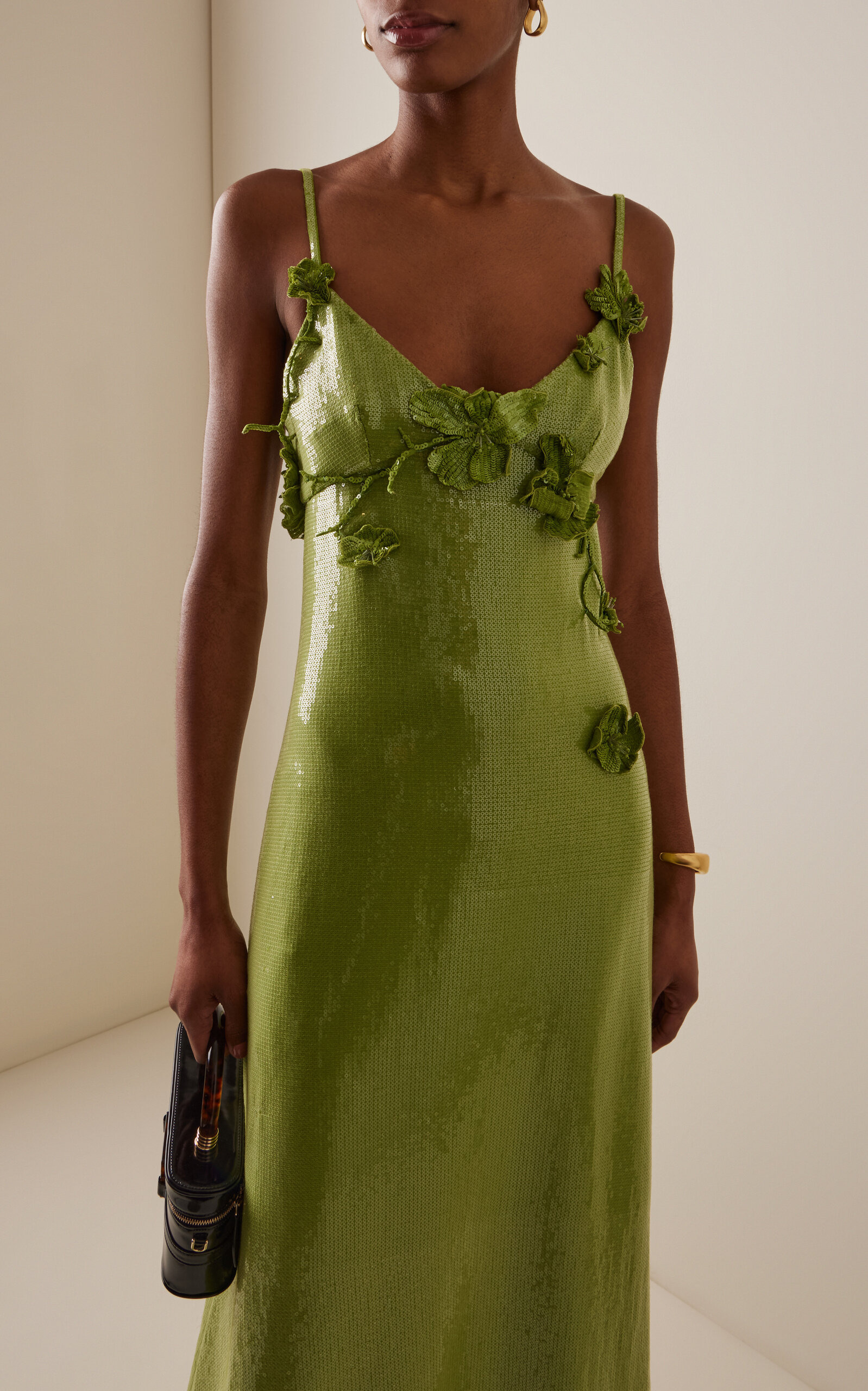 Embellished Sequined Jersey Gown green - 3