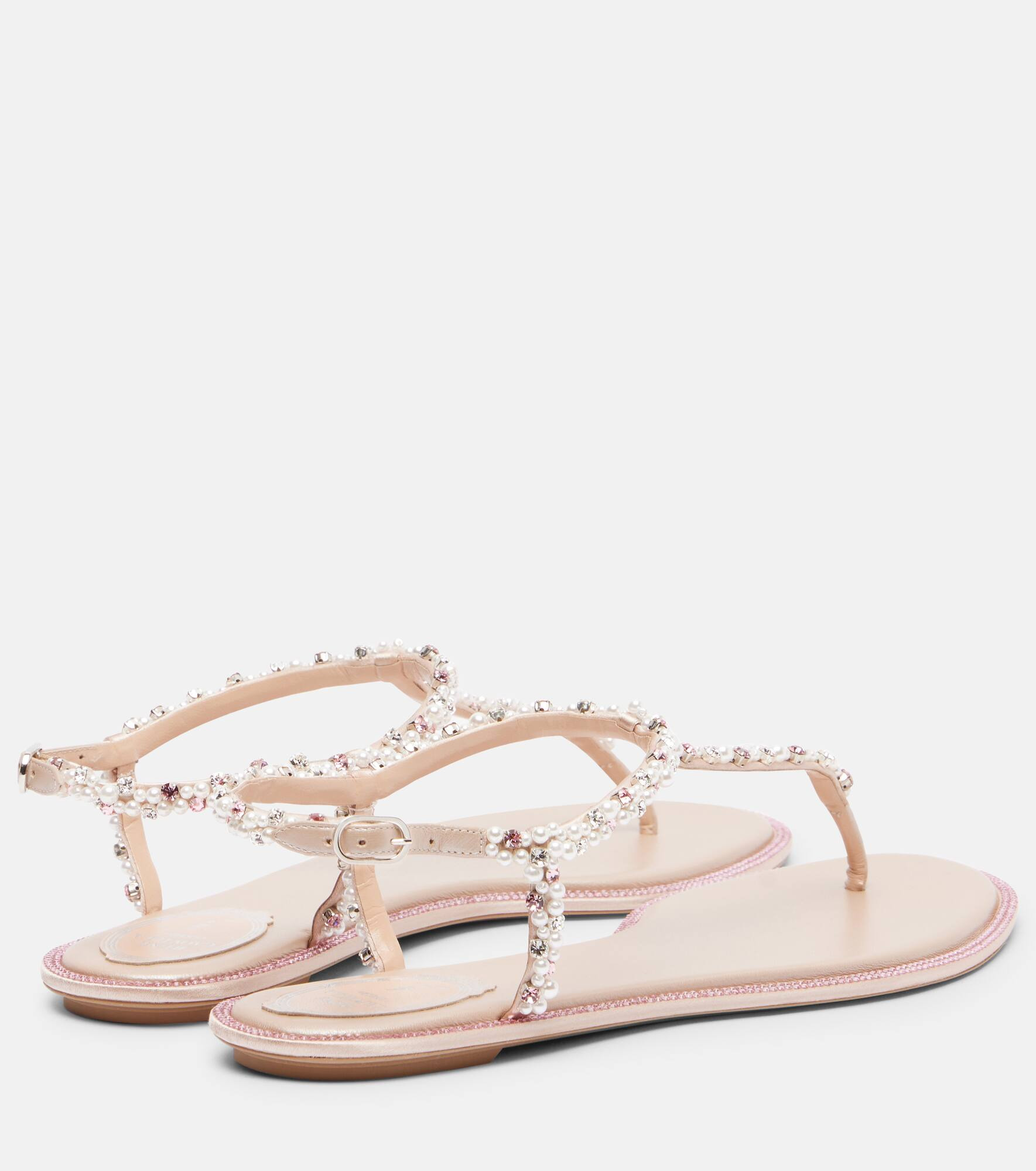 Diana embellished satin thong sandals - 2