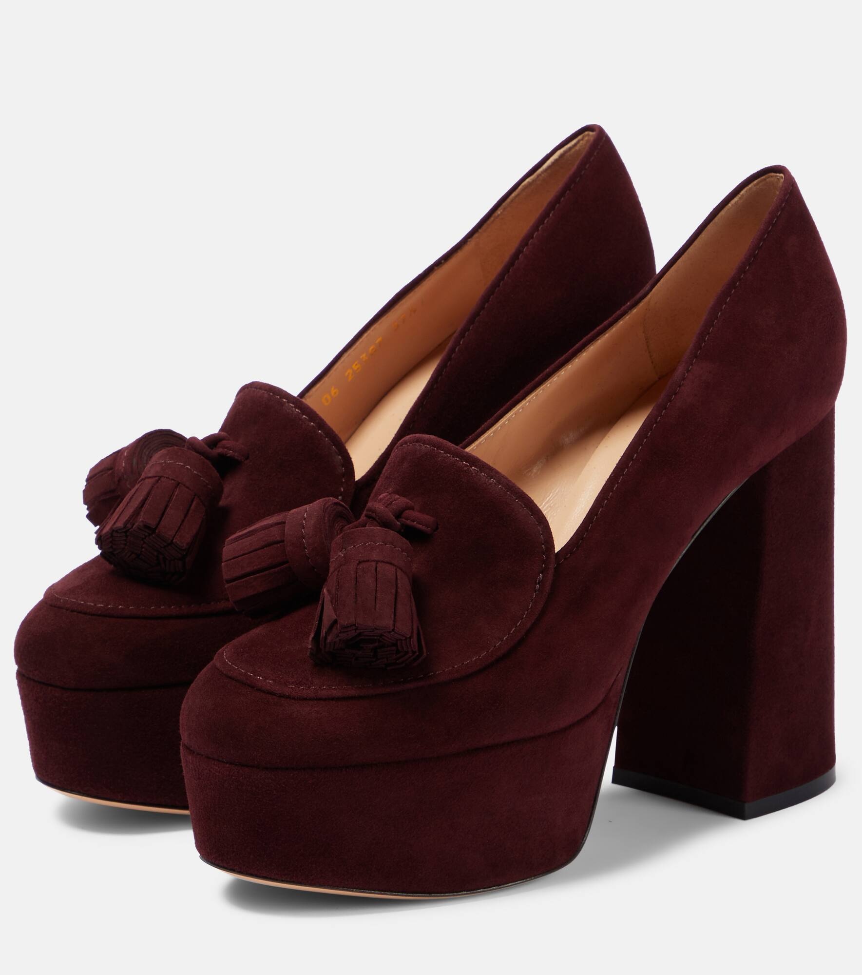 Tassel-trimmed suede platform pumps - 5