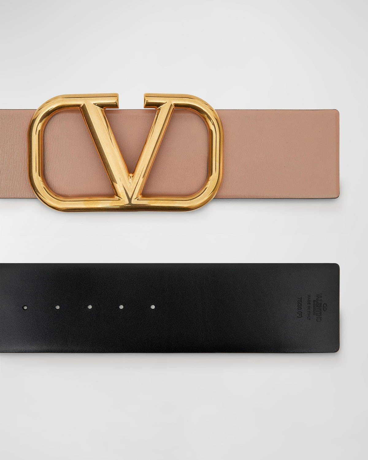 Valentino V-Logo 70mm Wide Box Leather Belt | neimanmarcus