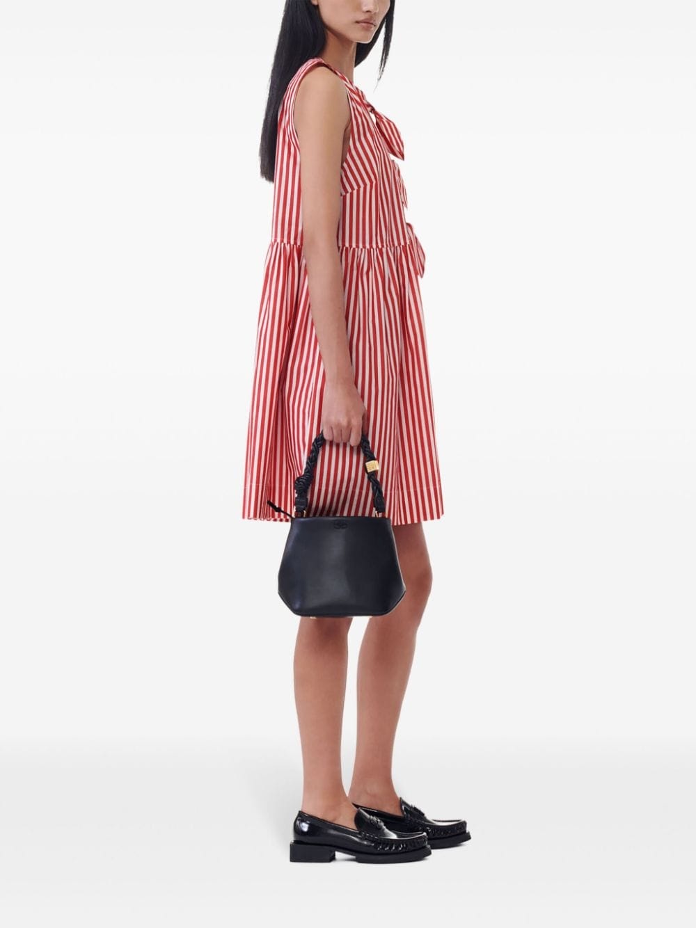 braided-handle leather bucket bag - 2