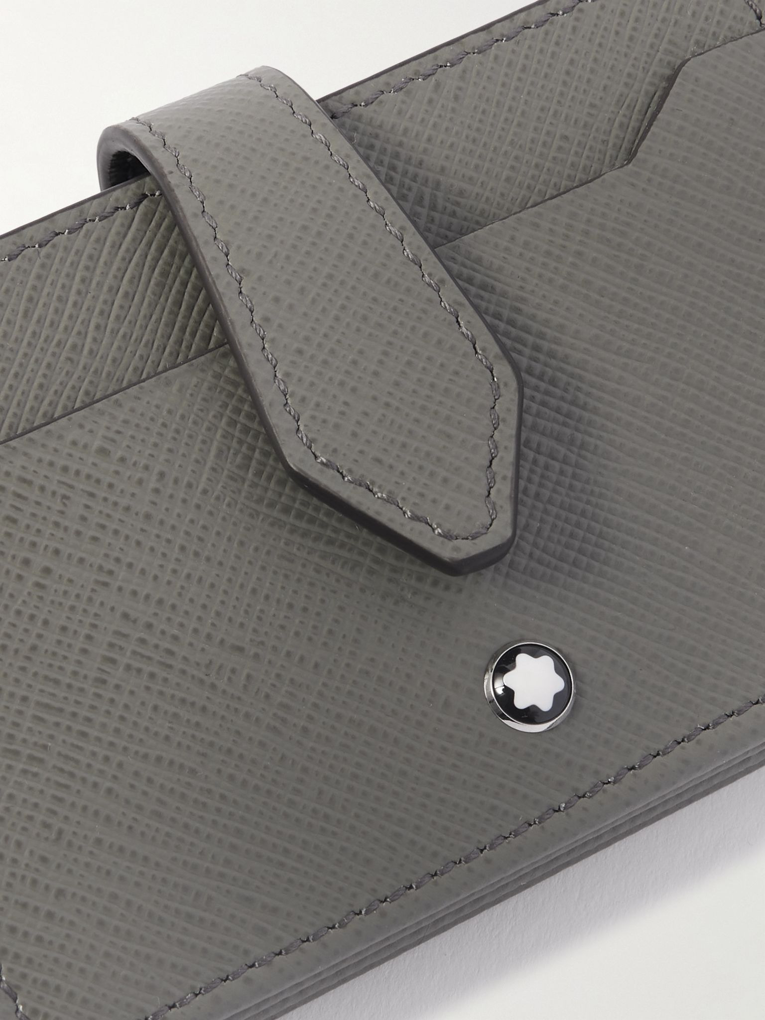 Sartorial Cross-Grain Leather Accordion Cardholder Gray - 3