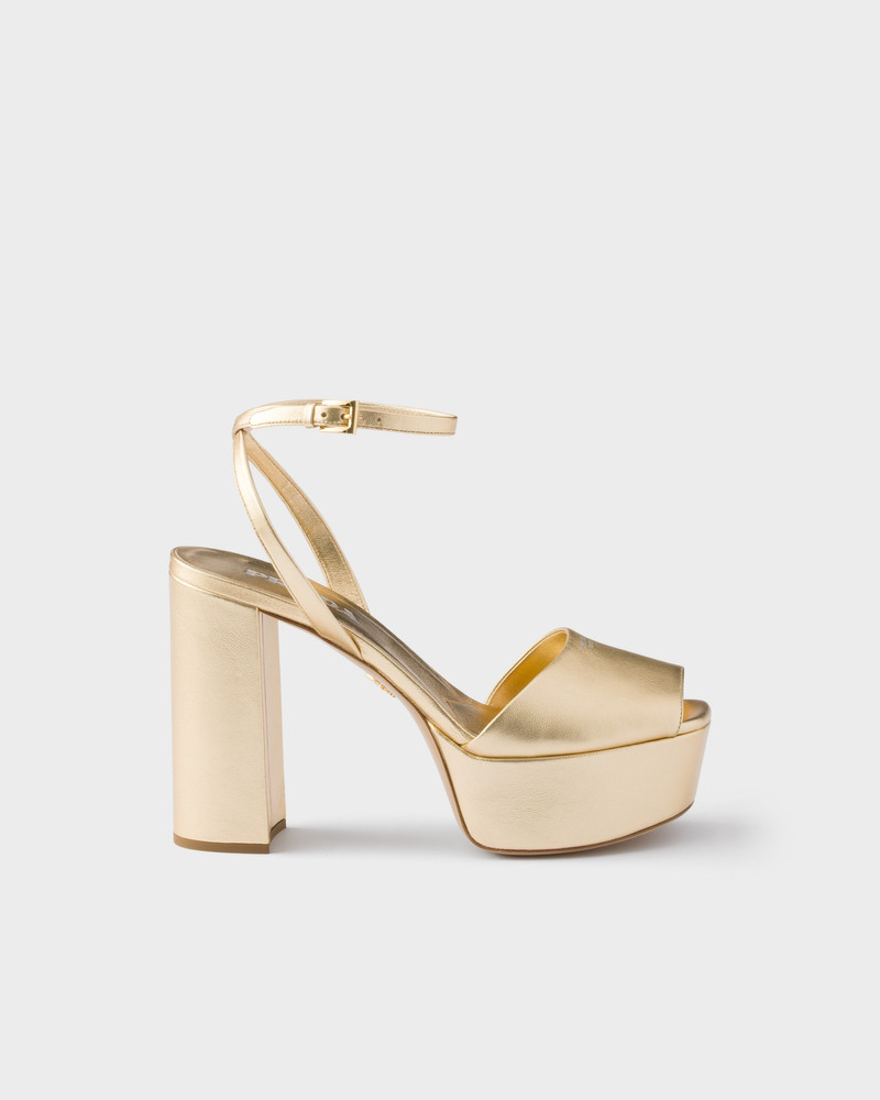 Prada Mordoré nappa leather platform sandals outlook