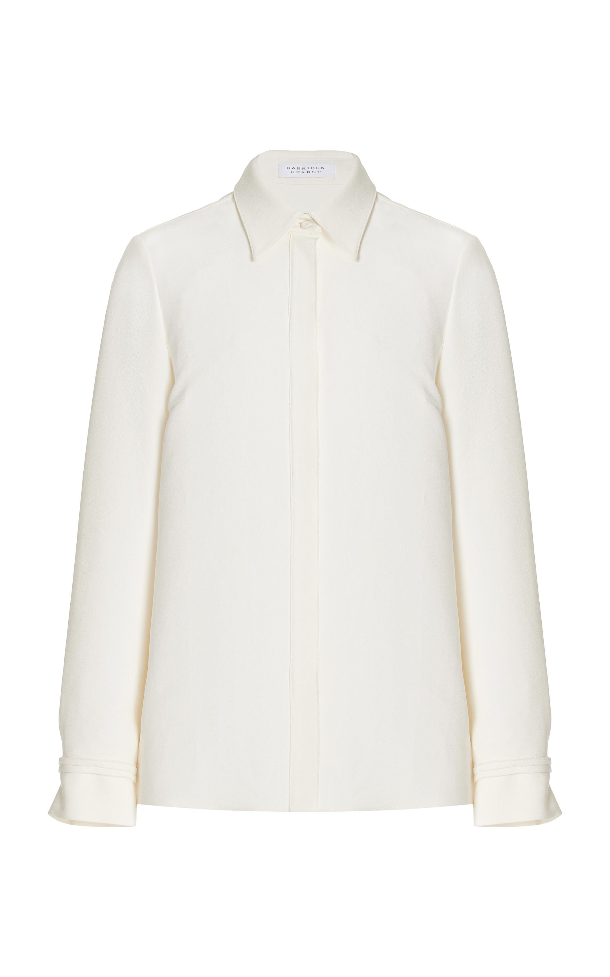 Cruz Shirt in Ivory Lightweight Cashmere - 1