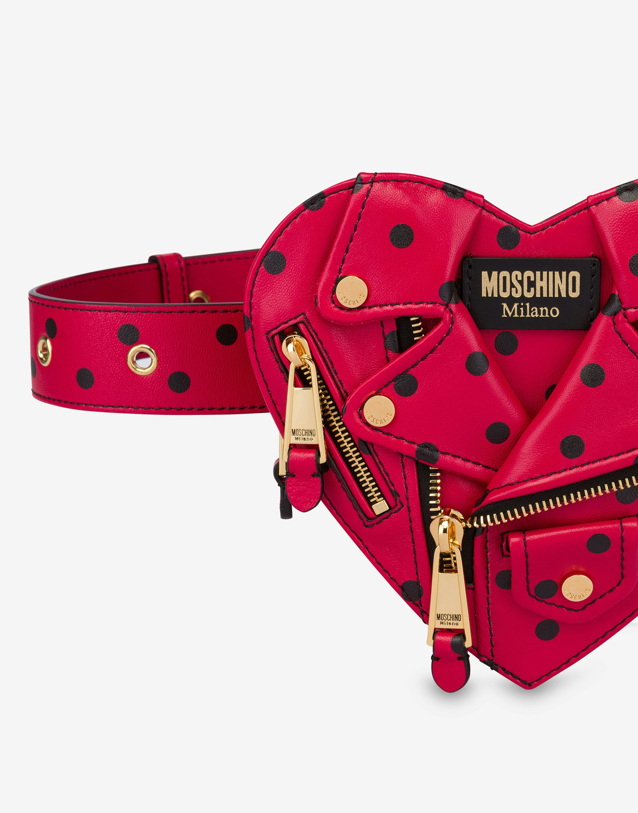 ALL-OVER POLKA DOTS HEART BIKER BELT BAG - 4