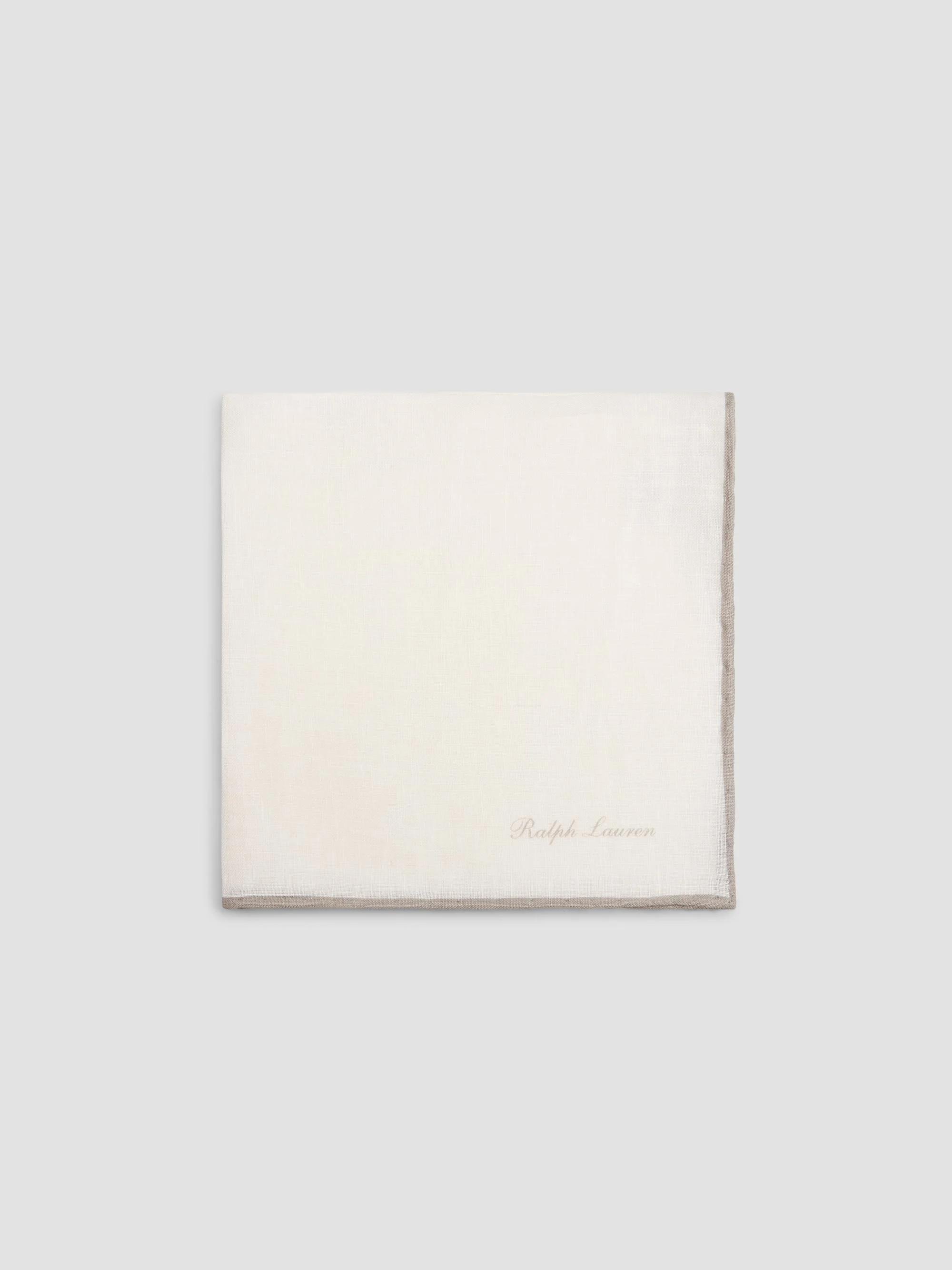 Men's Linen Tipped Pocket Square - White With Pearl - 1