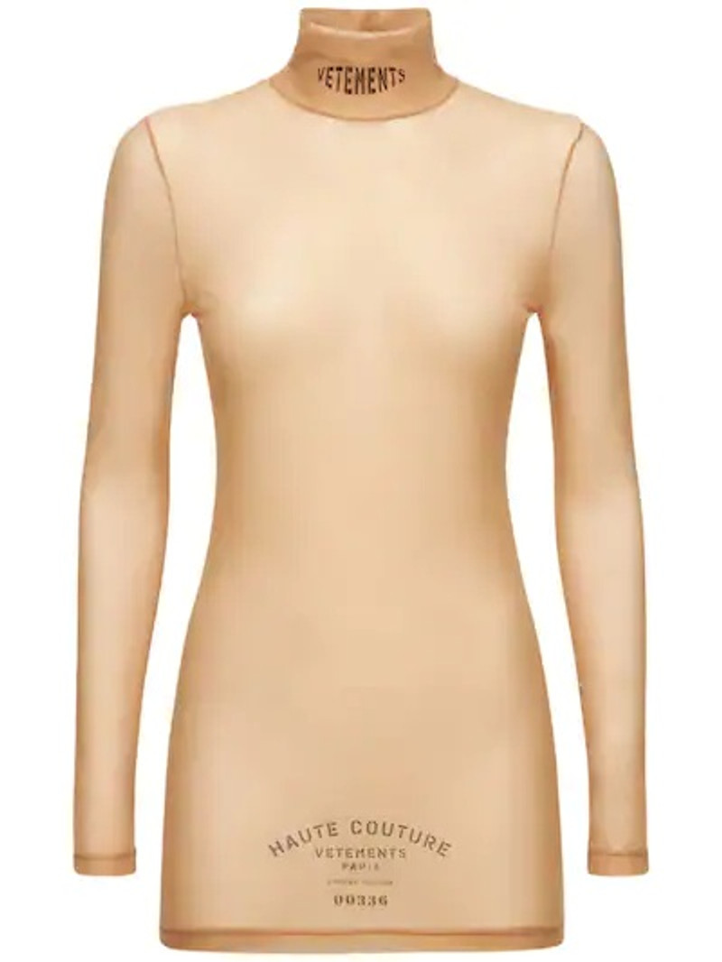 LOGO TULLE TURTLENECK DRESS 1