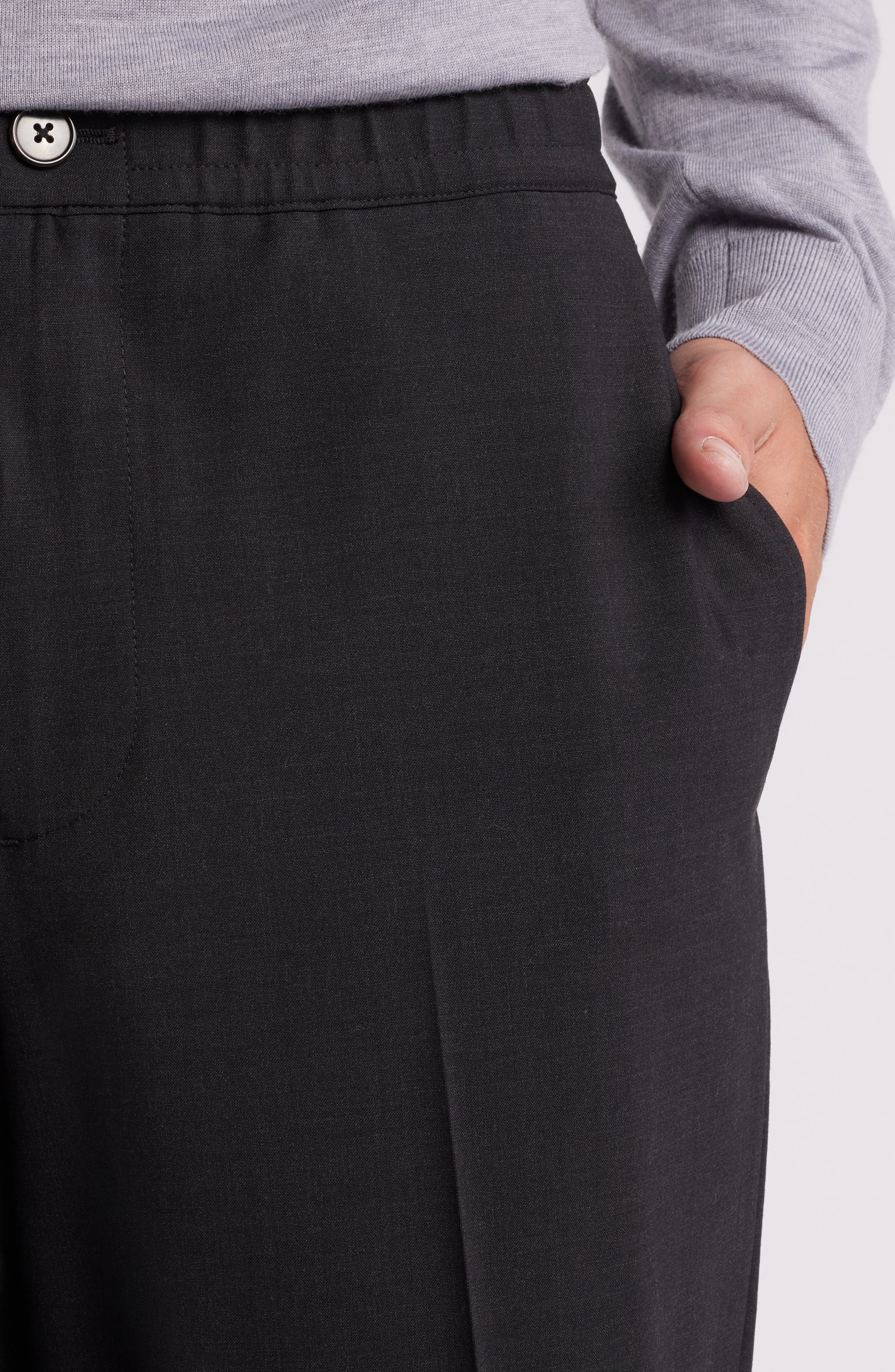 Theory Larin Wrinkle Resistant Virgin Wool Blend Pants in Hickory Melange at Nordstrom - 4