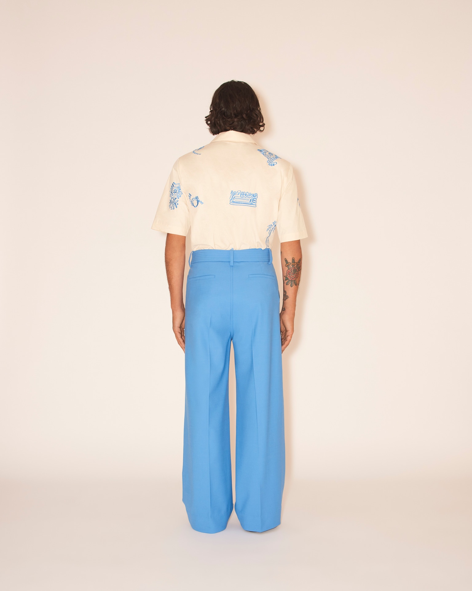 BENTO - Belted wide trouser - Electric blue - 5