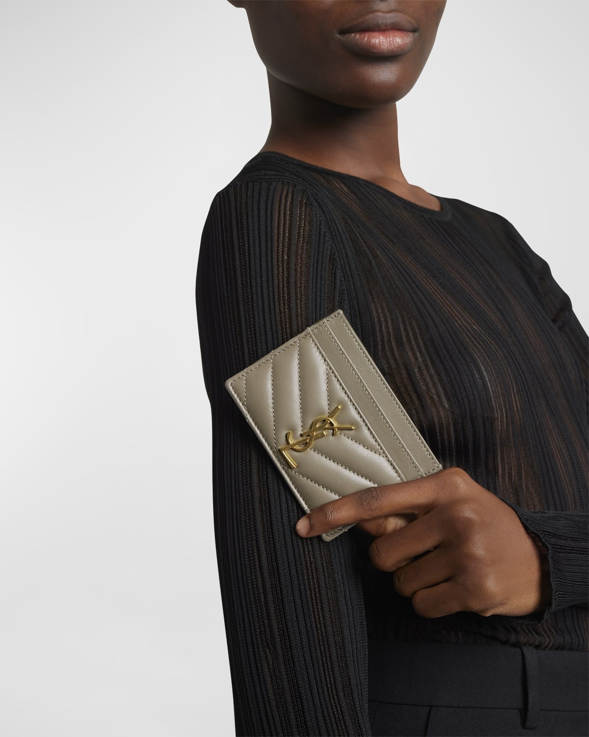 YSL Monogram Card Case in Quilted Smooth Leather - 2