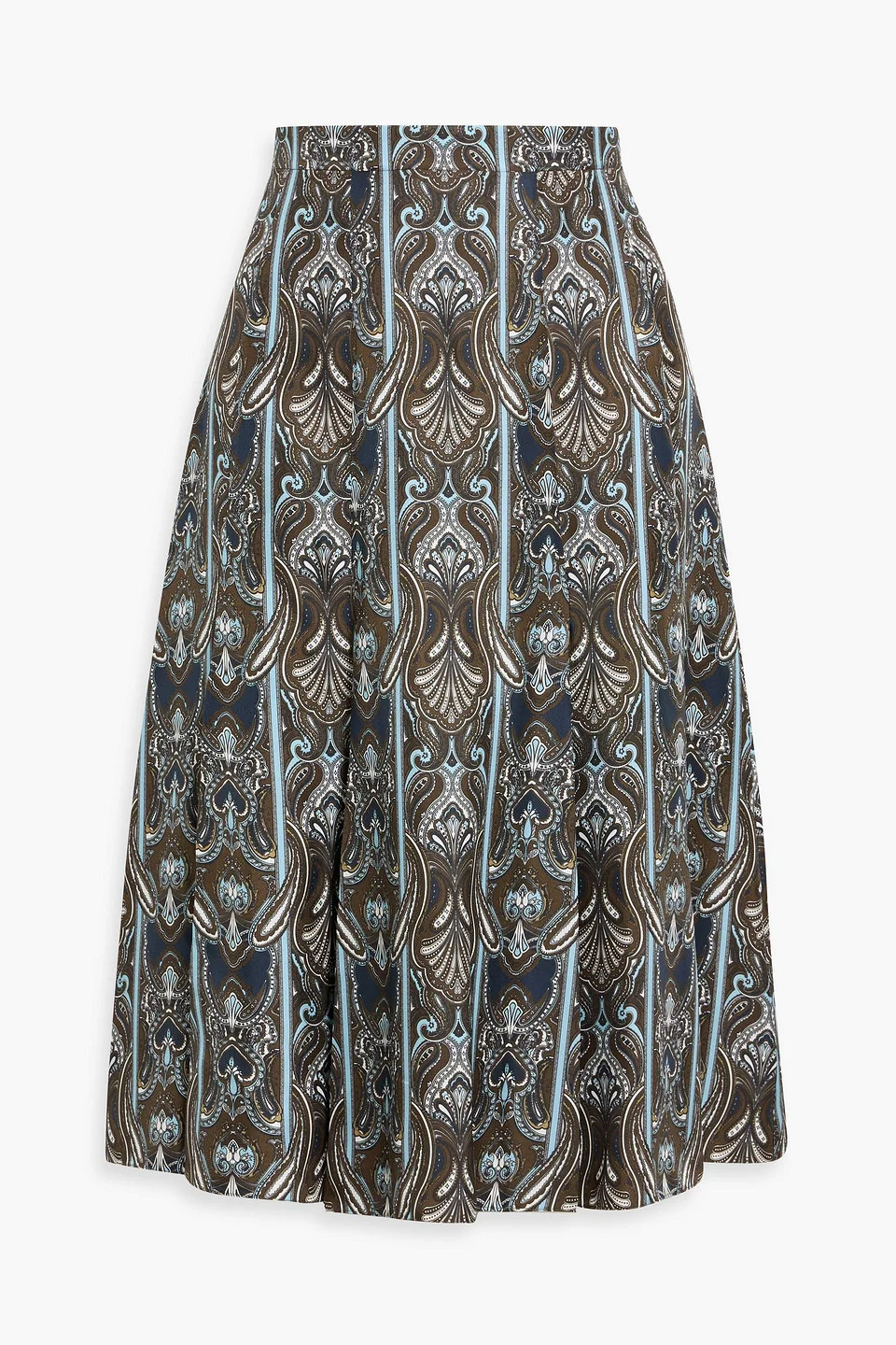 Pleated paisley-print silk-twill skirt - 1