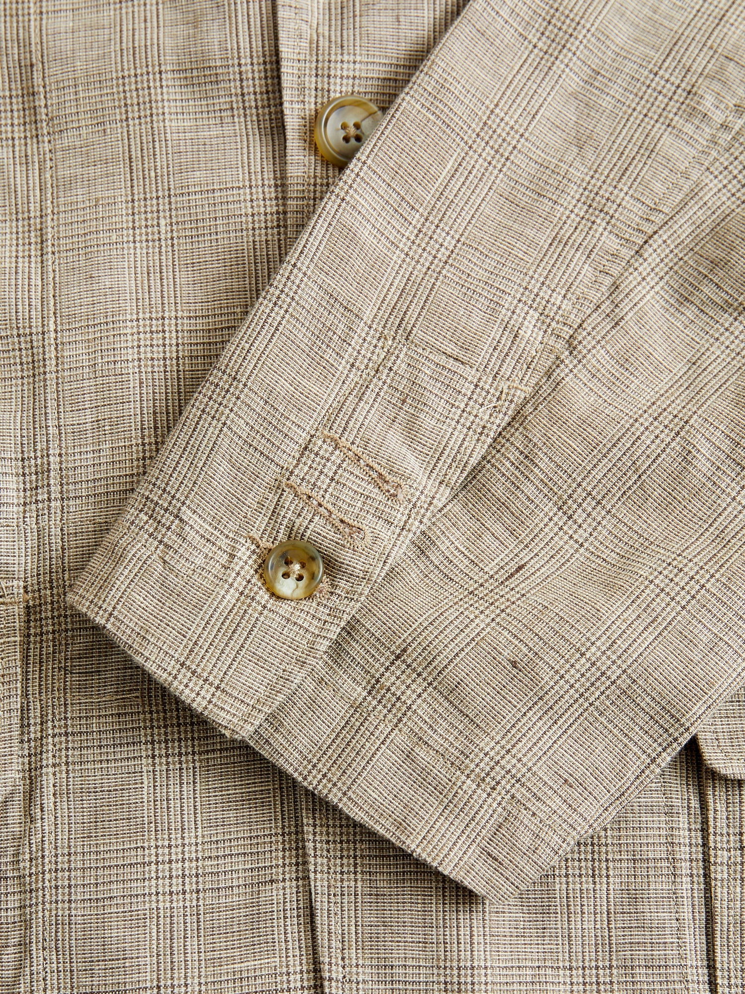 Loiter Jacket in Beige Linen Glen Plaid - 7