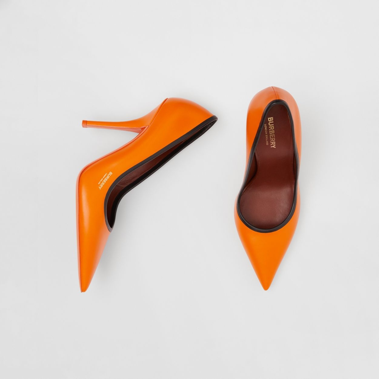 Contrast Trim Leather Point-toe Pumps - 6