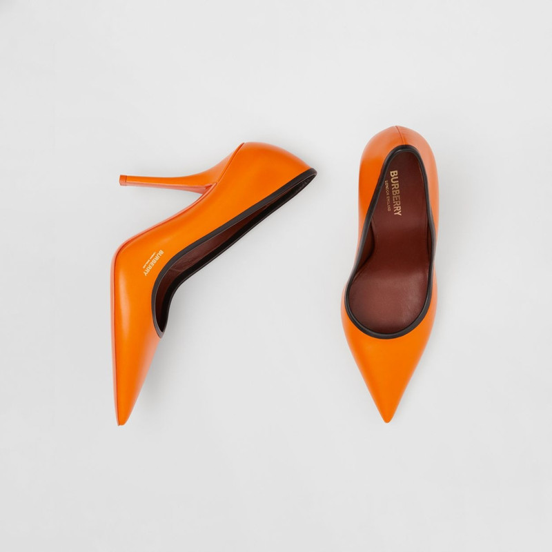 Contrast Trim Leather Point-toe Pumps 6