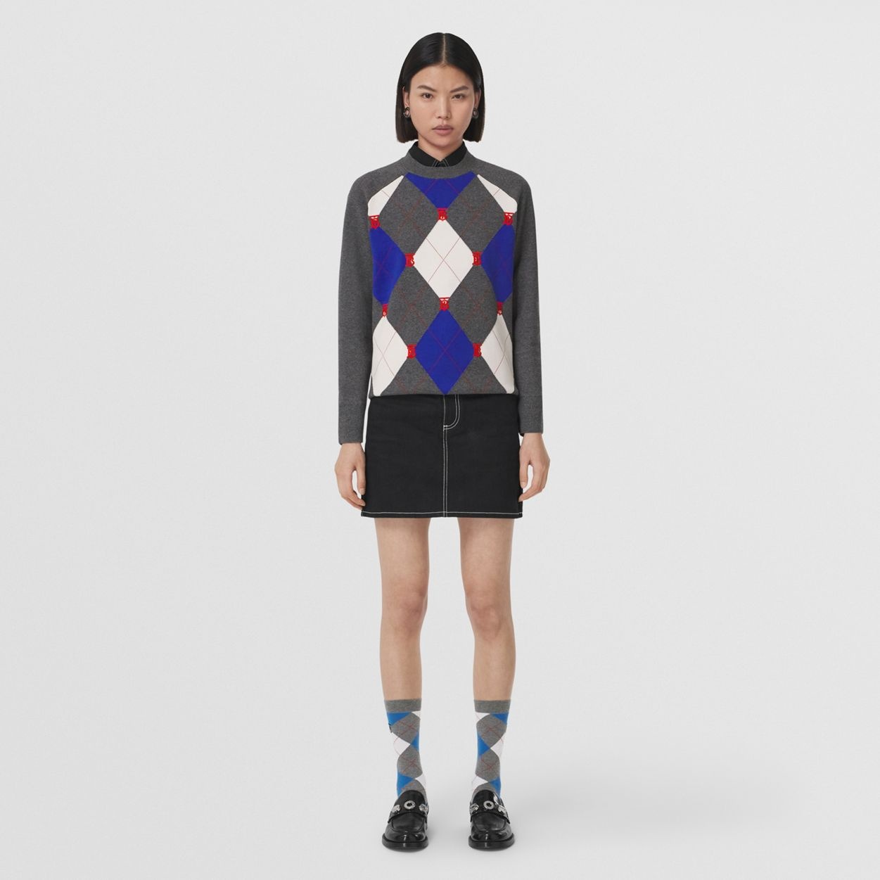 Argyle Intarsia Cashmere Blend Sweater - 2