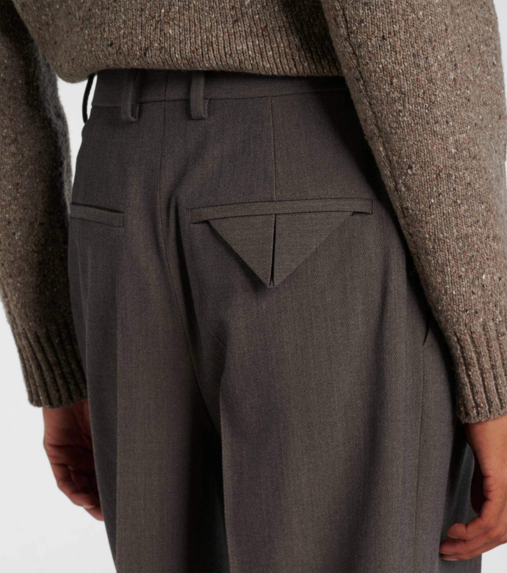Mid-rise wool tricotine straight pants - 5
