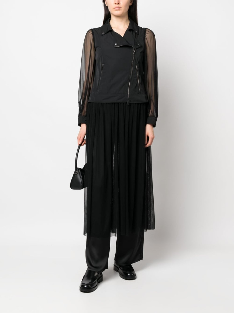 Herno semi-sheer biker-style coat outlook