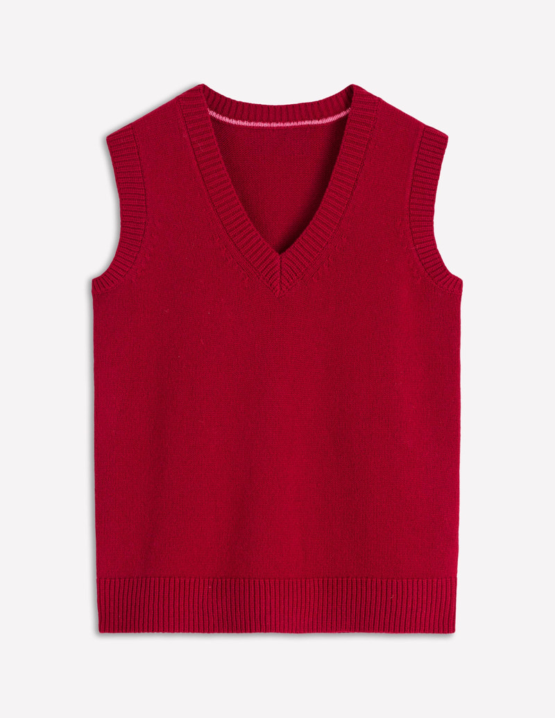 Marion Merino V-Neck Vest-Crimson Red 7