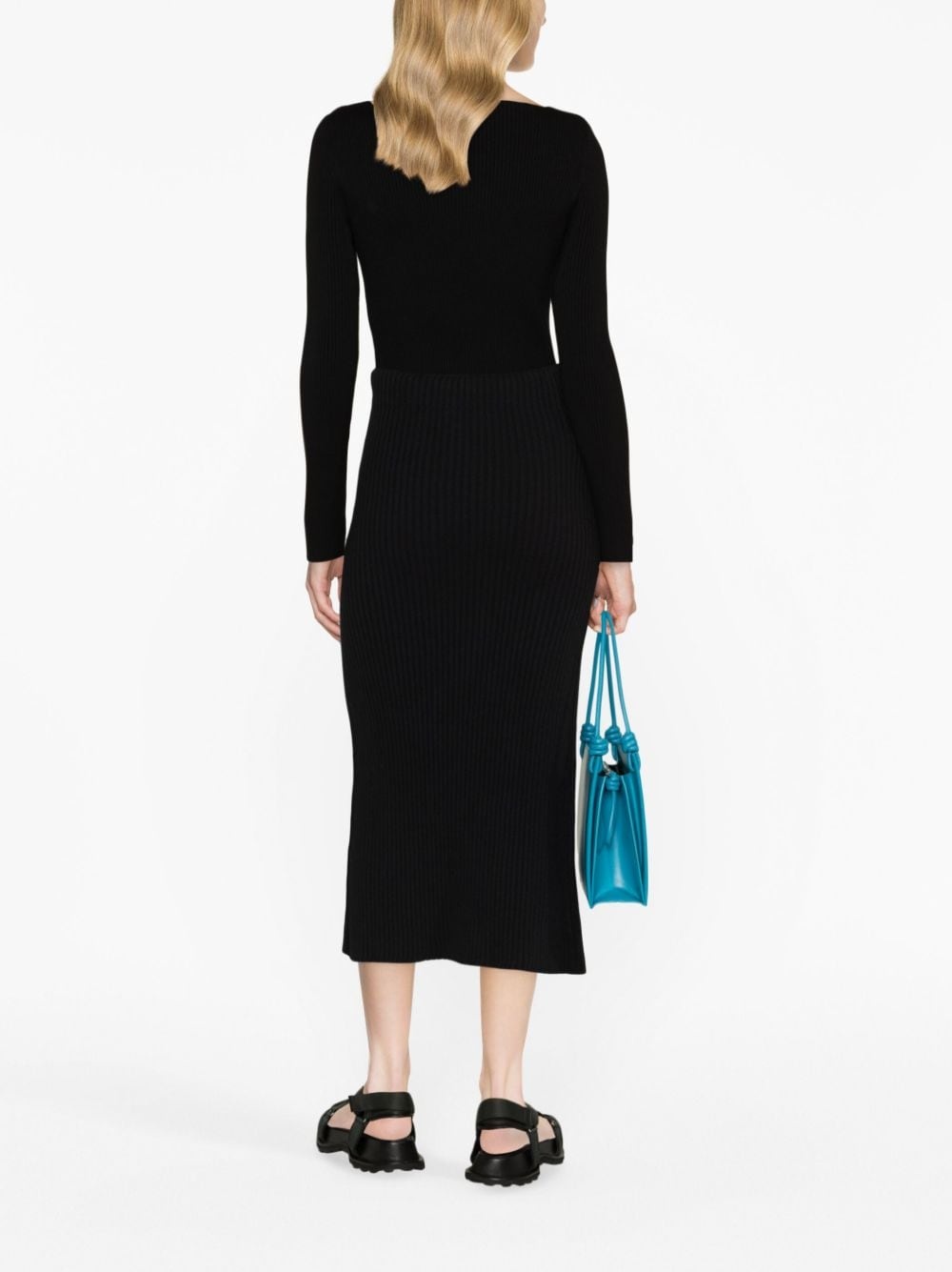 ribbed-knit cotton pencil skirt - 3