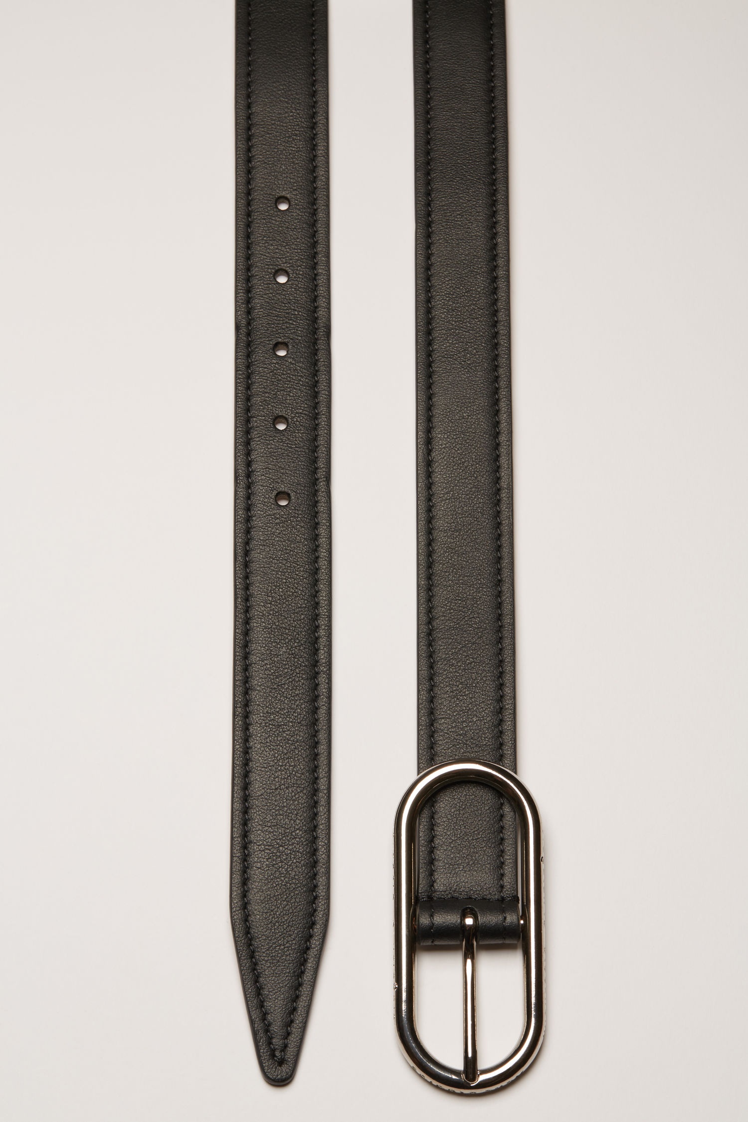 Logo-buckle leather belt black - 3