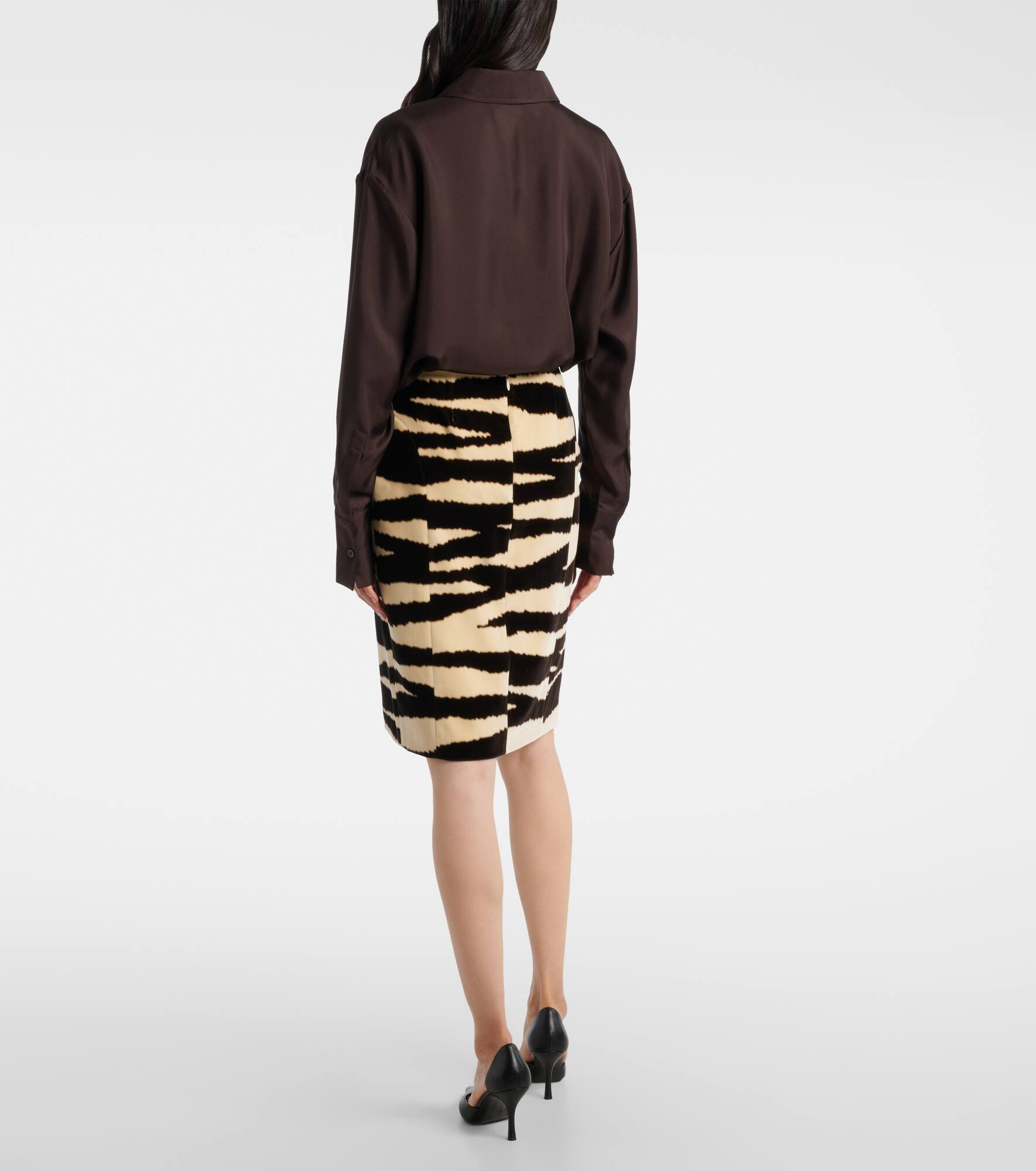 Zebra-print cotton pencil skirt - 3