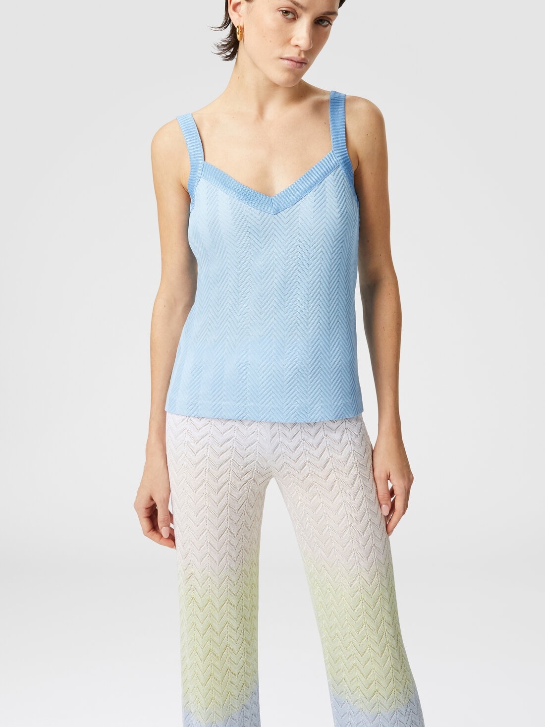Straight trousers in gradient chevron viscose - 4