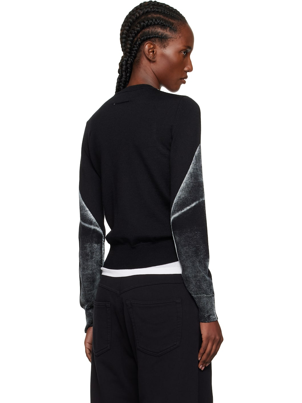Black Folded Printed Gauge 14 Cardigan - 3