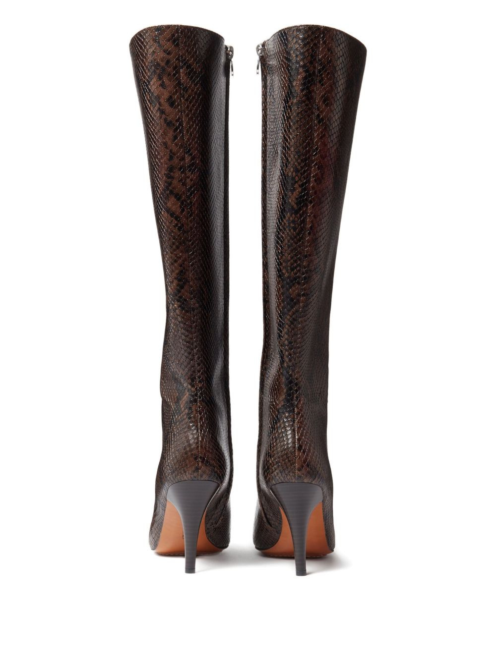 square-toe snakeskin-pattern boots - 3