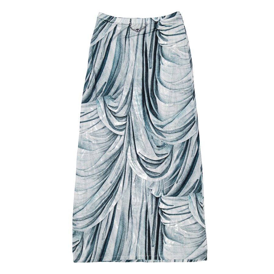 Rabanne Ladies Blue Long Jersey Skirt - 6