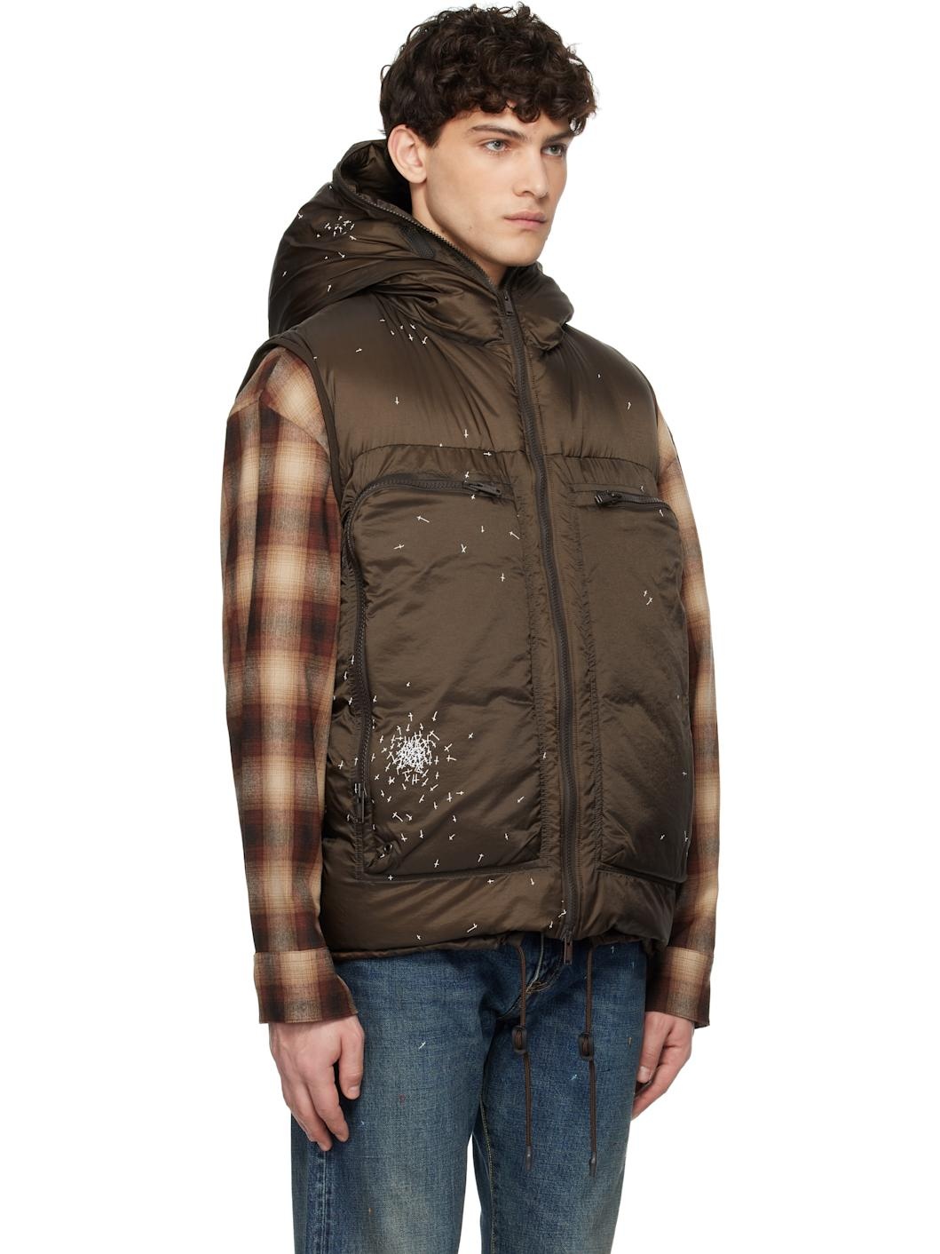 Brown Quilted Down Vest - 2