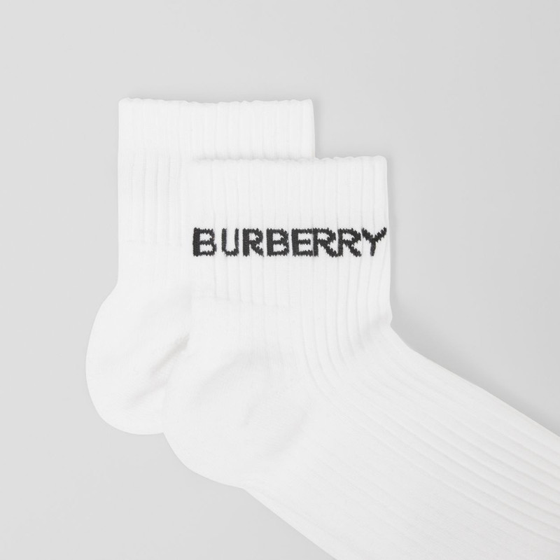 Burberry Logo Intarsia Cotton Blend Ankle Socks outlook