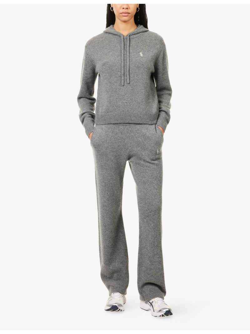 Sporty & Rich Emblem-Embroidered Straight-Leg Cashmere Trousers outlook