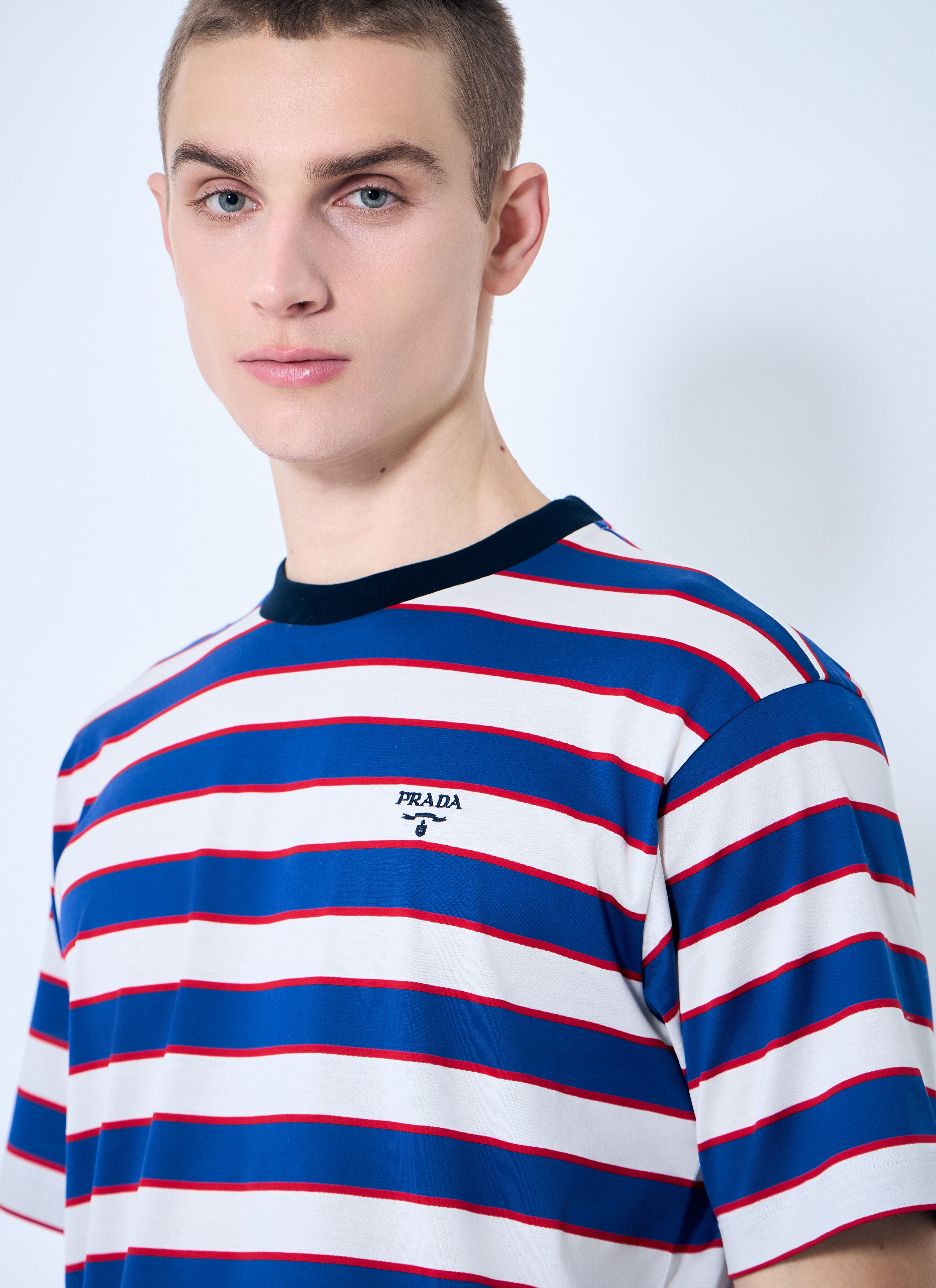 Logo Embroidery Striped T-Shirt - 5
