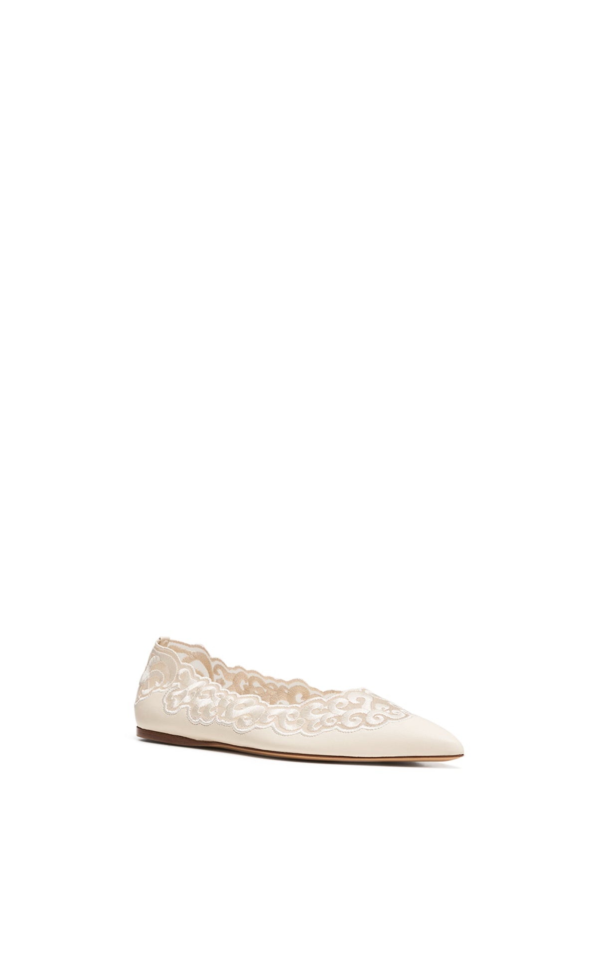 Ziva Flat Shoe in Ivory Nappa Leather - 2