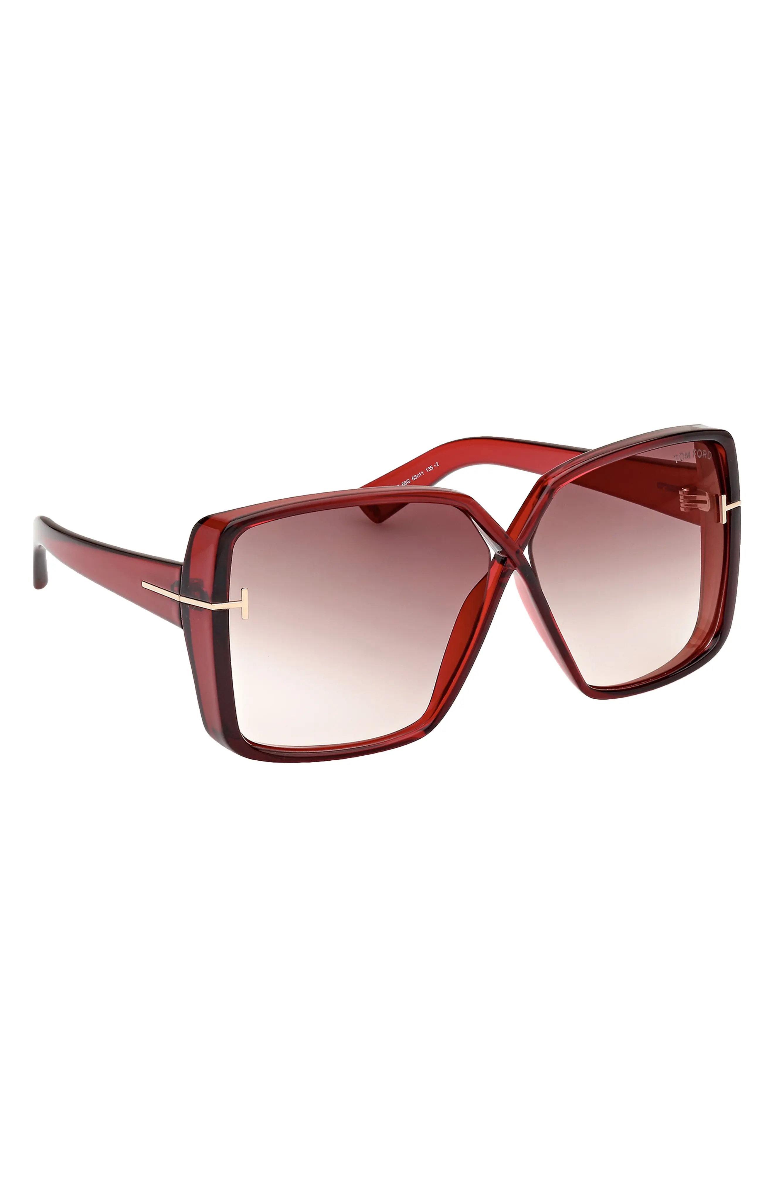 Yvonne 63mm Oversize Gradient Butterfly Sunglasses in Shiny Transparent Red /Brown - 5