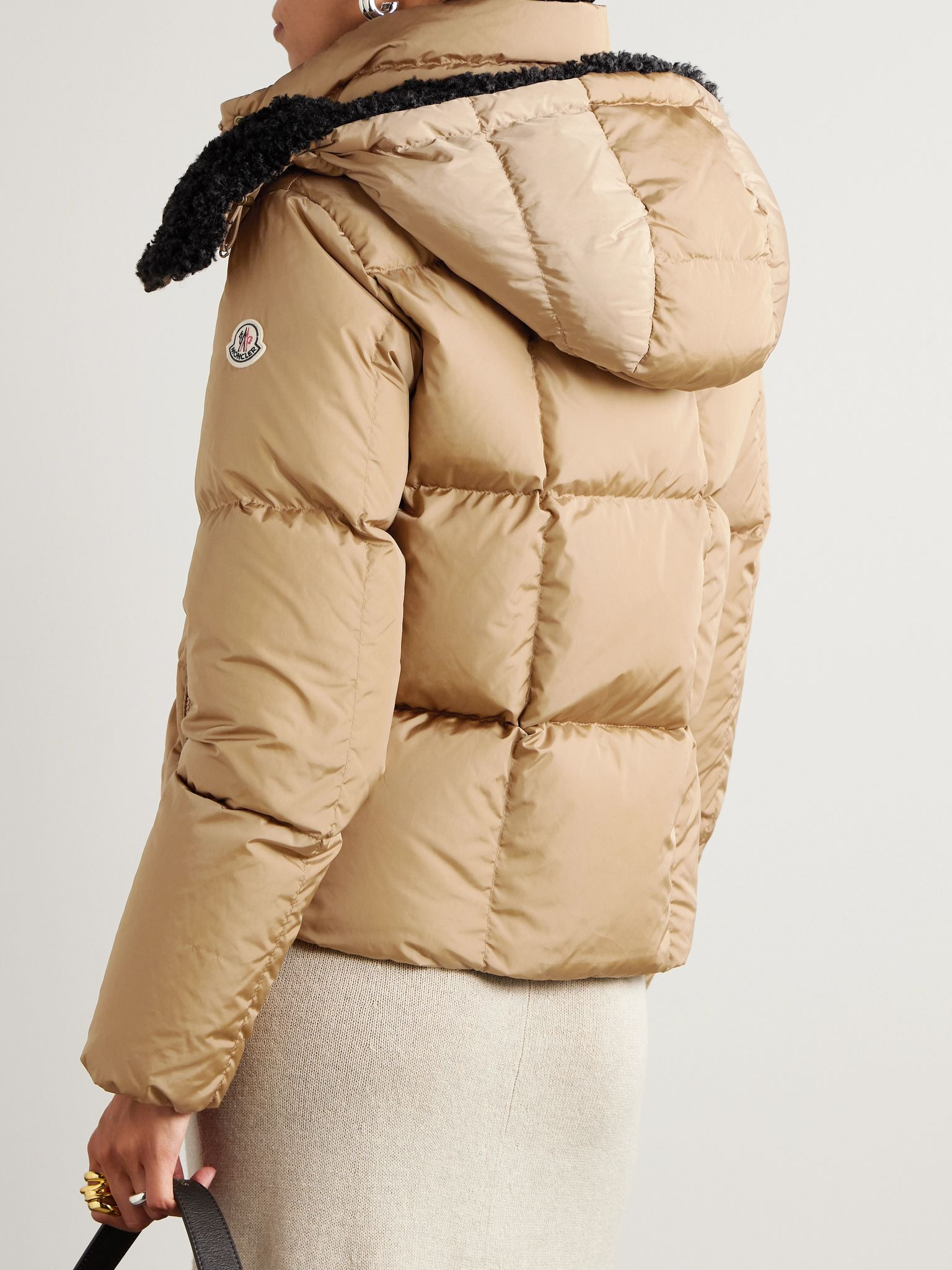 Castelnou appliquéd hooded fleece-trimmed shell down jacket Camel - 4