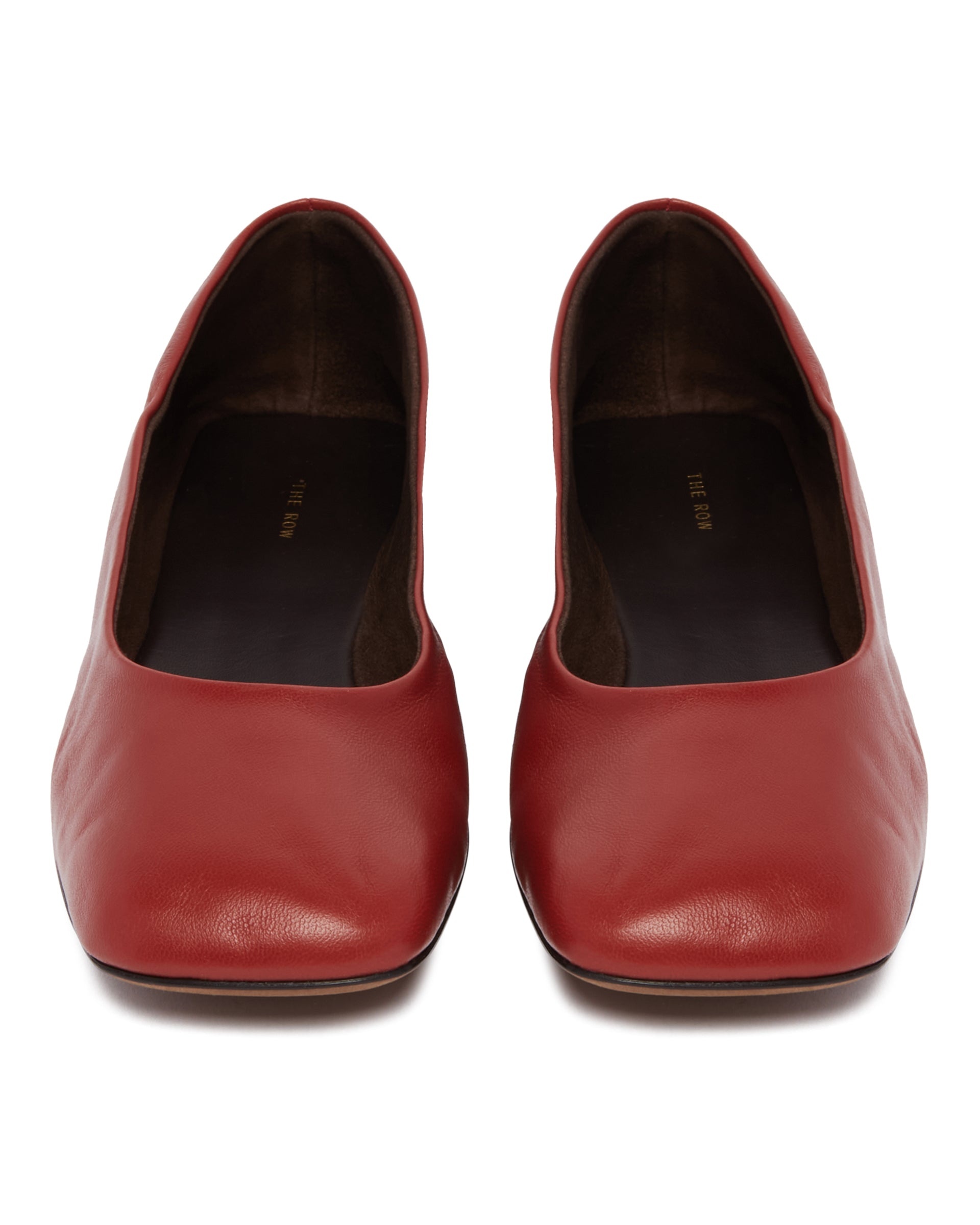 Red Low Square-Toe Flats - 4