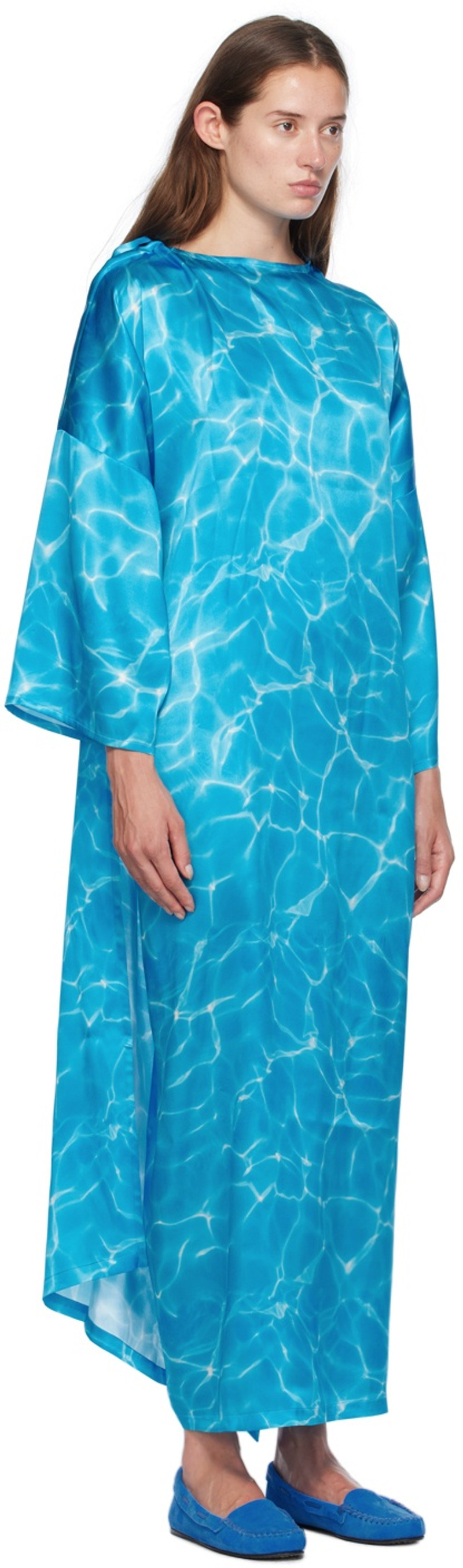MARIE ADAM-LEENAERDT Blue Peignoir Maxi Dress outlook