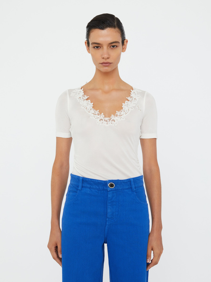 Hibiscus Embroidered Rib Tee 1