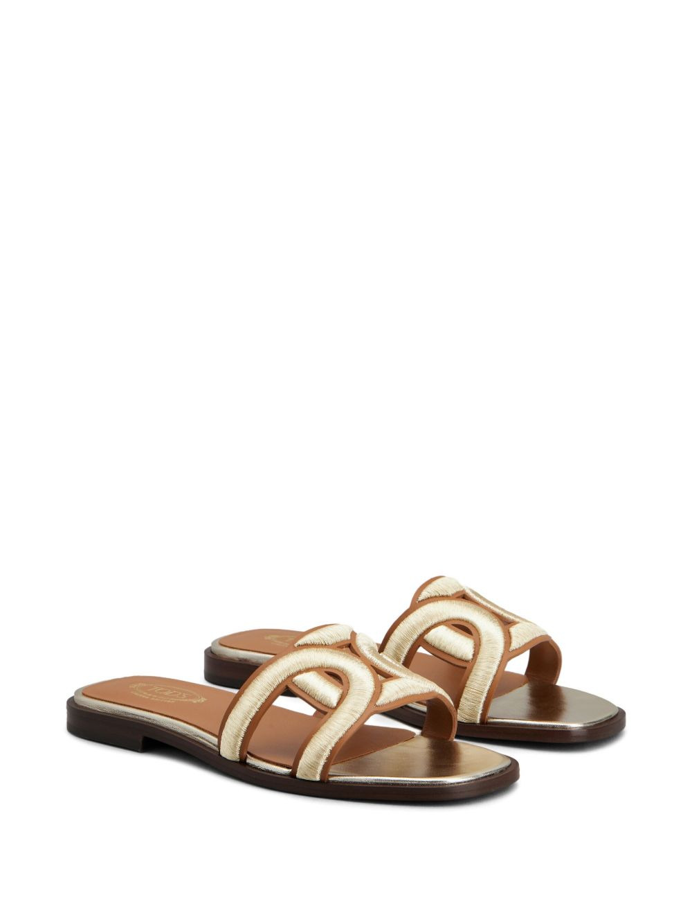 embroidered-strap leather sandals - 2